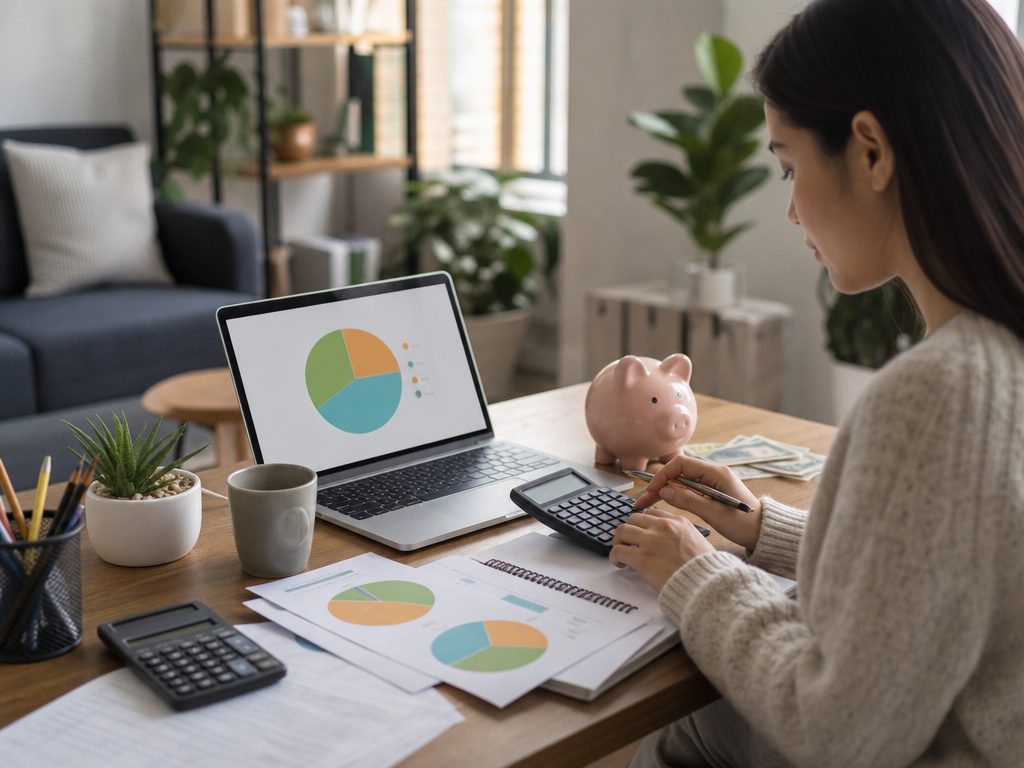 50/30/20 Budget Split Calculator: a wide establishing shot of the subject
