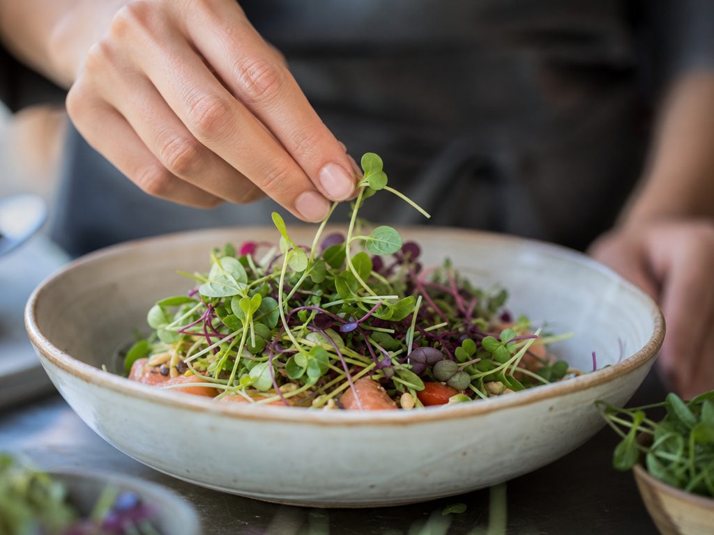 Beyond the Garnish: Creative and Delicious Ways to Cook with Microgreens (article editorial guide): a close-up detail shot of the subject