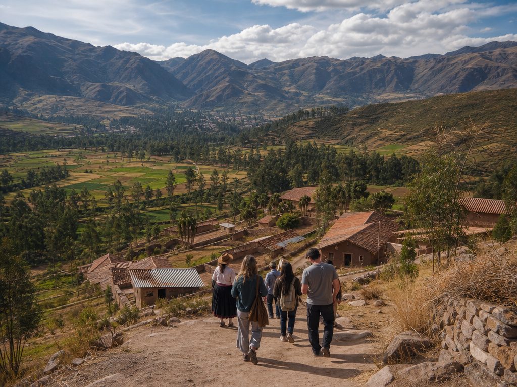 Beyond the Resort: How to Book Authentic Community Tourism Through Major Travel Brands (article editorial guide): a wide establishing shot of the subject