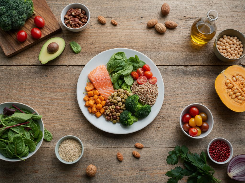 Demystifying the Balanced Plate: A Step-by-Step Guide to Everyday Nutrition (article editorial guide): a wide establishing shot of the subject