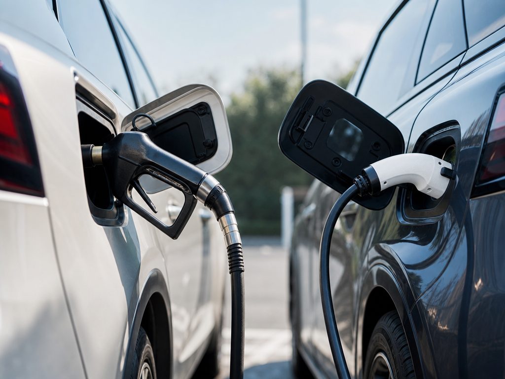 Driving Green: A Practical Guide to Choosing Between Gas and Electric Vehicles (article editorial guide): a close-up detail shot of the subject