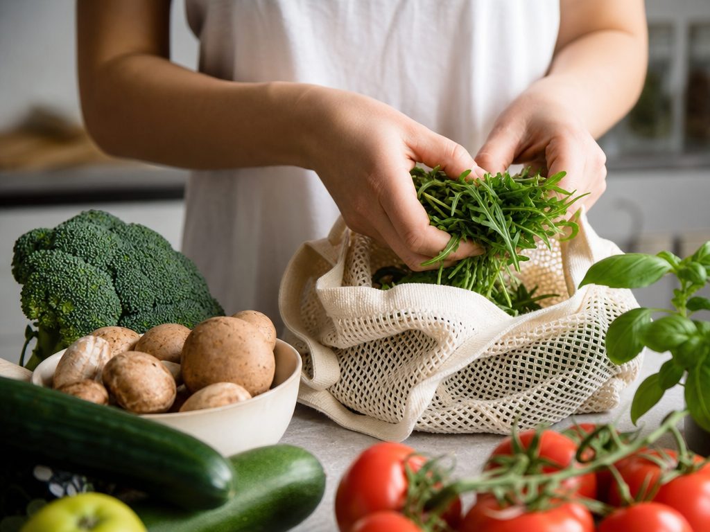 How to Reduce the Carbon Footprint of Your Daily Diet (article editorial guide): a close-up detail shot of the subject