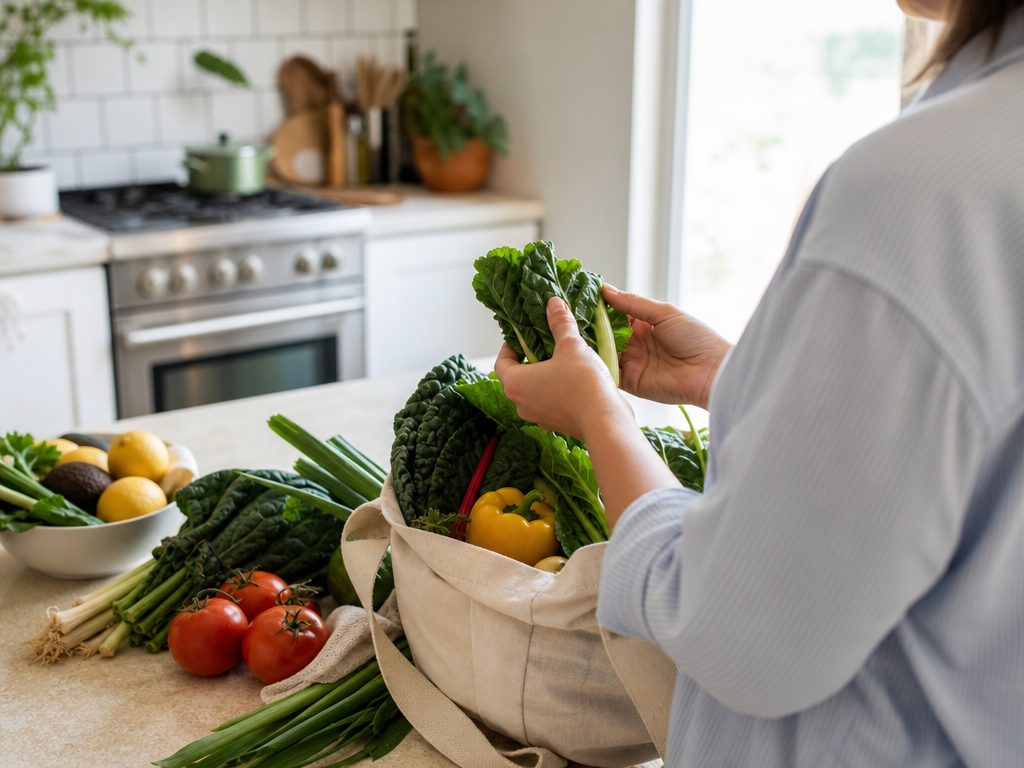 How to Reduce the Carbon Footprint of Your Daily Diet (article editorial guide): a person interacting with the subject, face not prominent
