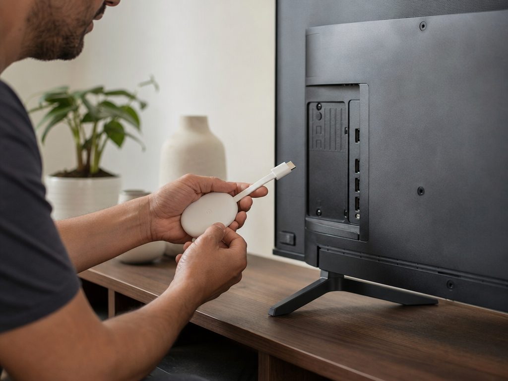 How to Set Up and Connect Your Google TV Streaming Device (article editorial guide): a person interacting with the subject, face not prominent
