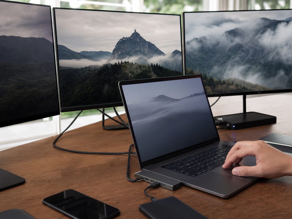 How to Setup 3 Monitors on Your Laptop for Maximum Productivity (article editorial guide): a close-up detail shot of the subject
