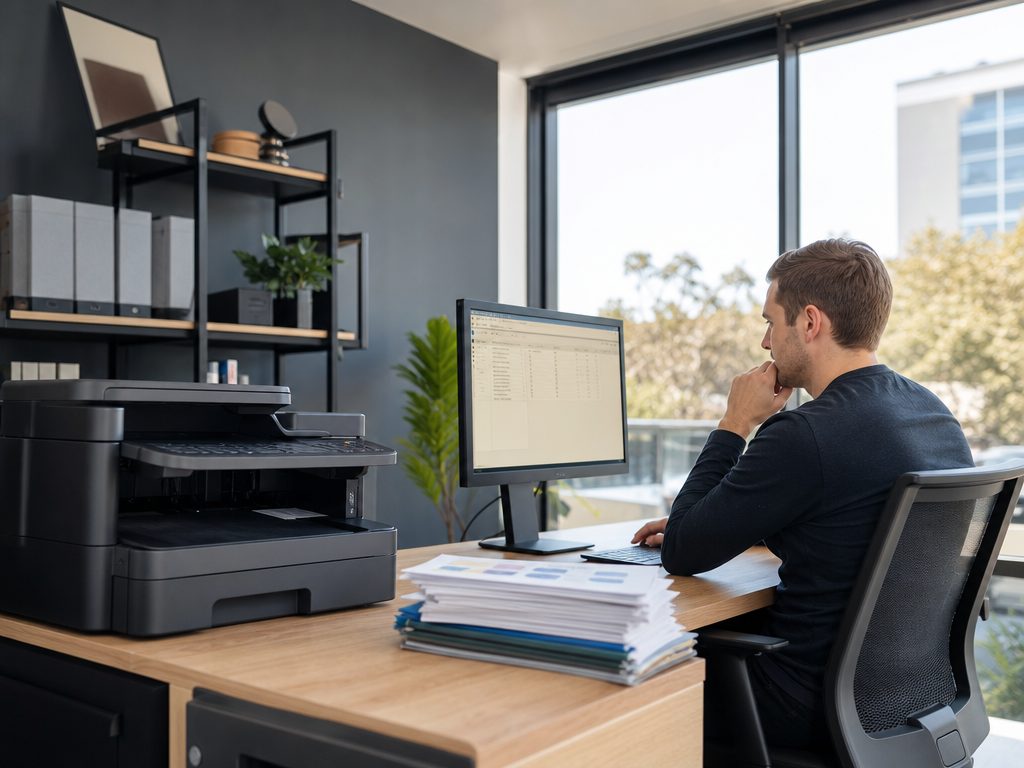 Managing Your Windows Print Queue: How to View and Clear Pending Documents (article editorial guide): a wide establishing shot of the subject