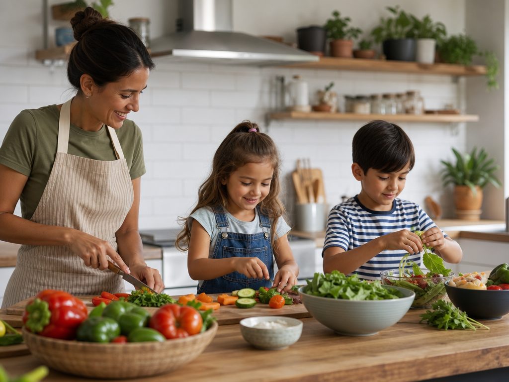 Raising Healthy Eaters: Practical Strategies to Build Lifelong Nutritional Habits (article editorial guide): a wide establishing shot of the subject