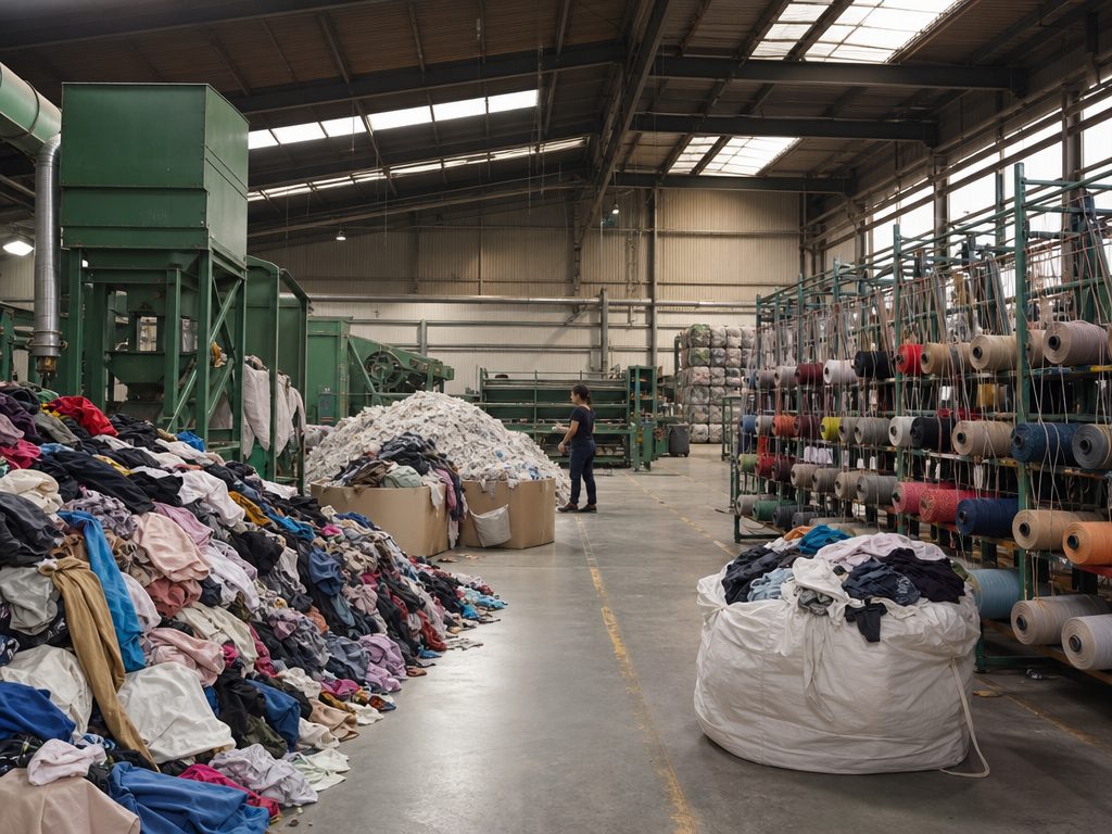 Redefining the Closet: How the Textile Industry is Embracing the Circular Economy (article editorial guide): a wide establishing shot of the subject