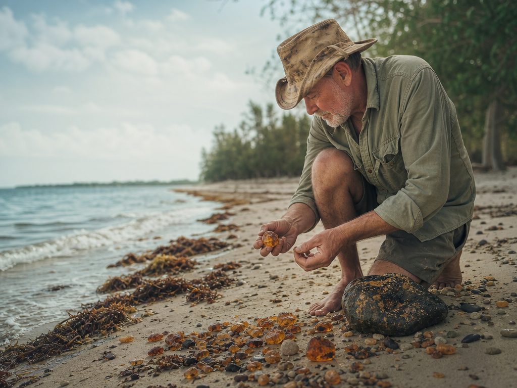 The Beachcomber’s Guide to Ambergris: How to Spot, Test, and Legally Sell "Floating Gold" (article editorial guide): a vintage-toned scene related to the subject