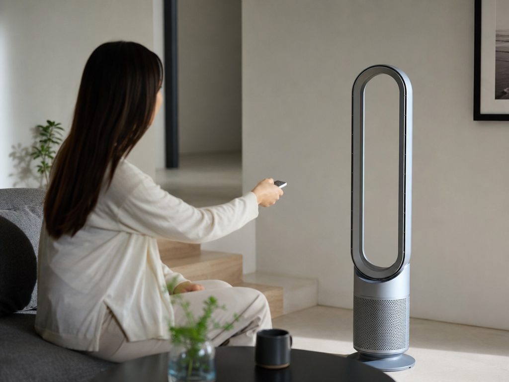 The Ultimate Guide to Bladeless Cooling Fans: Modern, Quiet Climate Control (article editorial guide): a person interacting with the subject, face not prominent