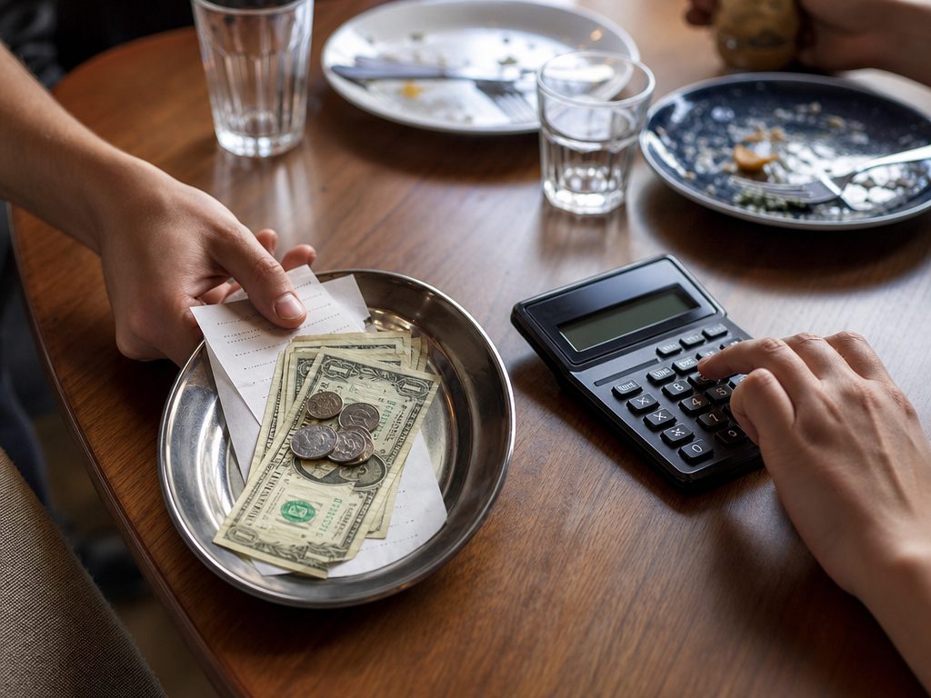 Tip and Bill Split Calculator: a wide establishing shot of the subject